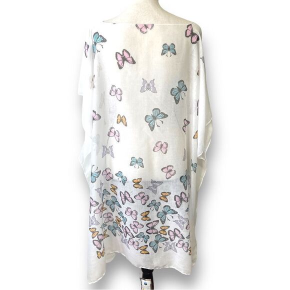 Sheer Cotton Butterfly Caftan Style Overlay, One Size - Picture 2 of 9